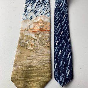 Vintage Rich's Steam Engine Historic Scene Men's Tie